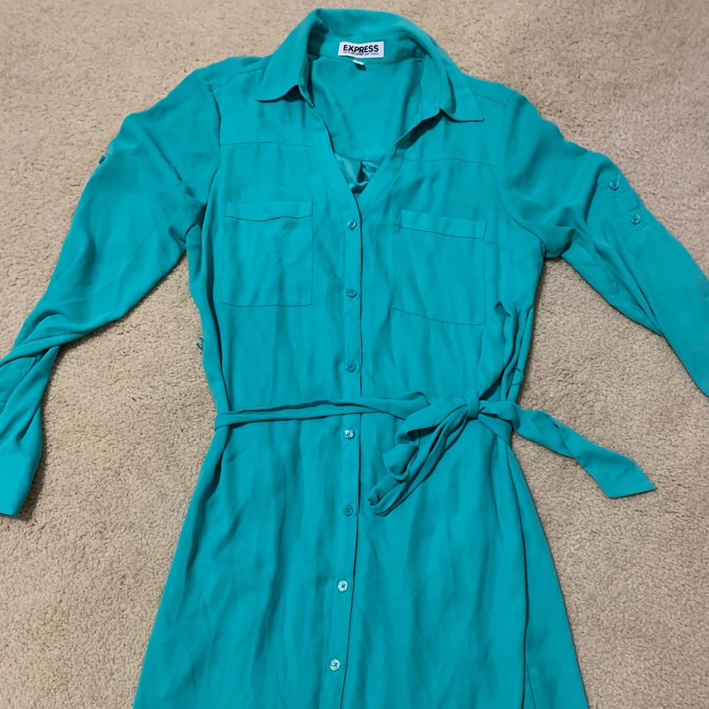 Express Portofino Shirt Dress Green